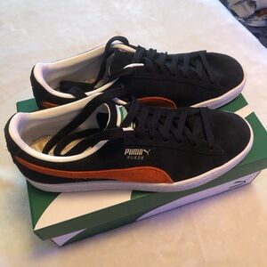 Puma Black and Orange Classic Sneakers